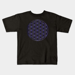 Flower of Life Sacred Geometry Blue Metal Kids T-Shirt